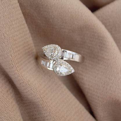 Pear Cut Moissanite Engagement Ring for Bride, 925 Sterling Silver Wedding Ring, Classic Anniversary Ring, Vintage Style Silver Ring US 6.5