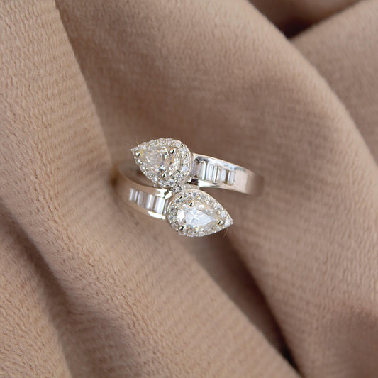 Pear Cut Moissanite Engagement Ring for Bride, 925 Sterling Silver Wedding Ring, Classic Anniversary Ring, Vintage Style Silver Ring US 6.5