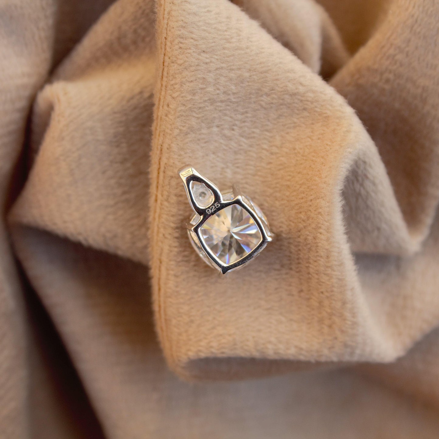 Solitaire Moissanite Prong Set Pendant, White Cushion Cut Moissanite Pendant, Gorgeous Women Charm Pendant, 925 Sterling Silver Jewelry