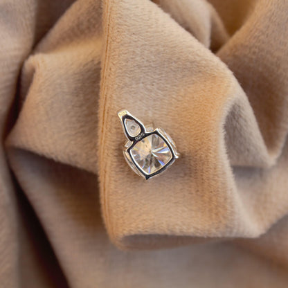 Solitaire Moissanite Prong Set Pendant, White Cushion Cut Moissanite Pendant, Gorgeous Women Charm Pendant, 925 Sterling Silver Jewelry