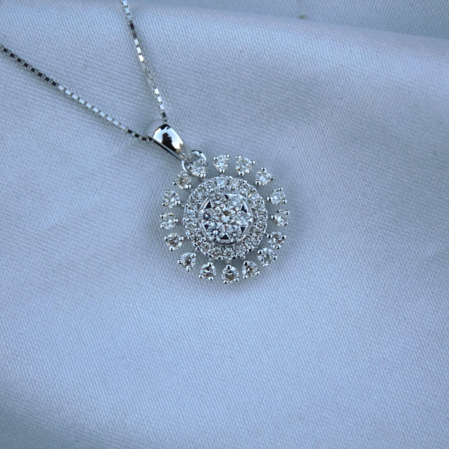 18K White Gold Real Diamond Jewelry, Chain Pendant with Stud Earring Set, IGI Certified Jewelry, Bridal Jewelry Set, Diamond Pendant Earring