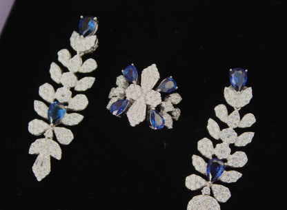 Gold diamond necklace set - HIJ - VS-SI - 14k gold - Natural sapphire - Made to order - Diamond ring - Diamond bracelet - Diamond necklace