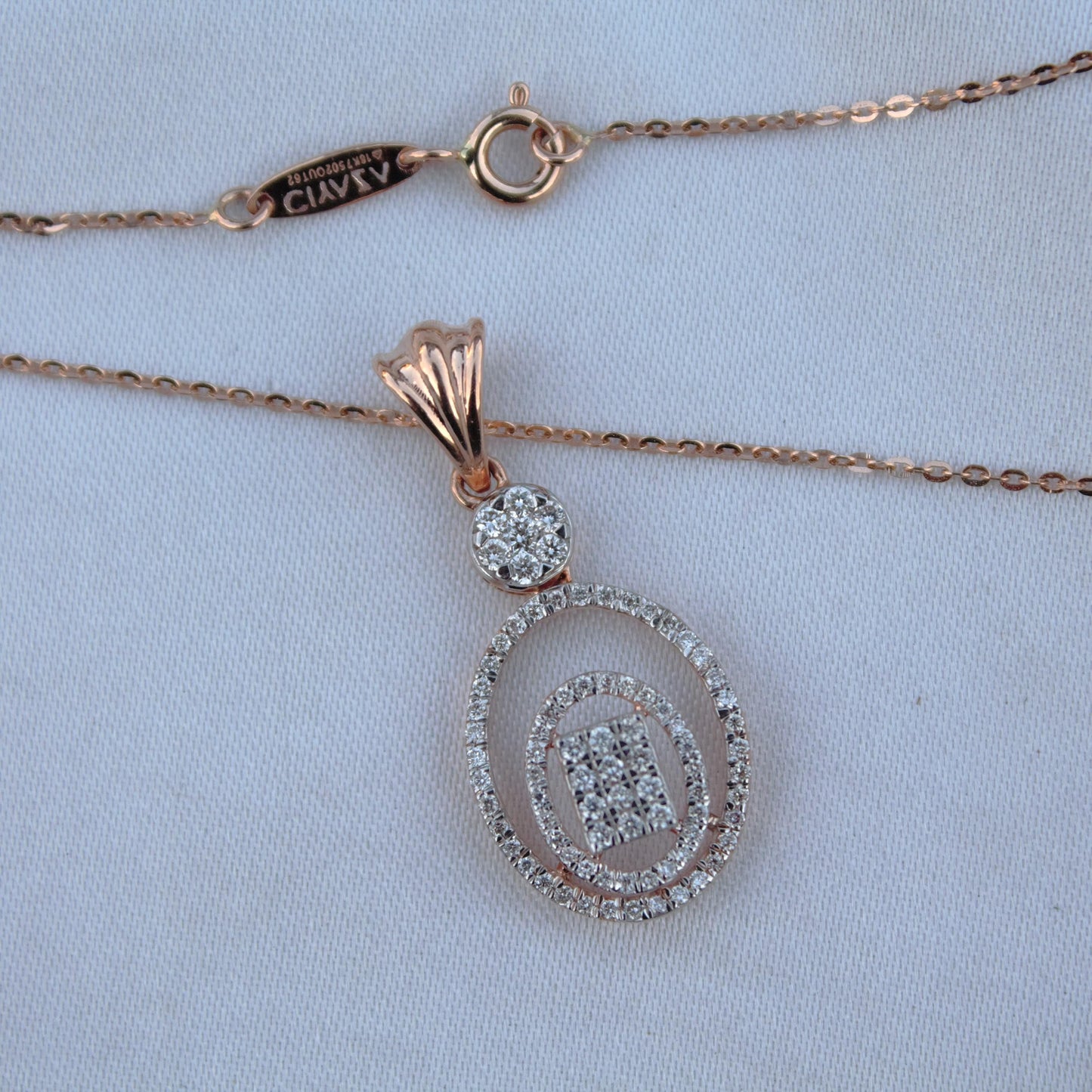 Real Diamonds Rose Gold Bridal Jewelry Set, Solid 18k Gold Pendant Necklace with Stud Earrings, Dainty Handmade Jewelry, Engagement Gift