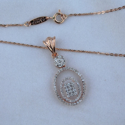 Real Diamonds Rose Gold Bridal Jewelry Set, Solid 18k Gold Pendant Necklace with Stud Earrings, Dainty Handmade Jewelry, Engagement Gift