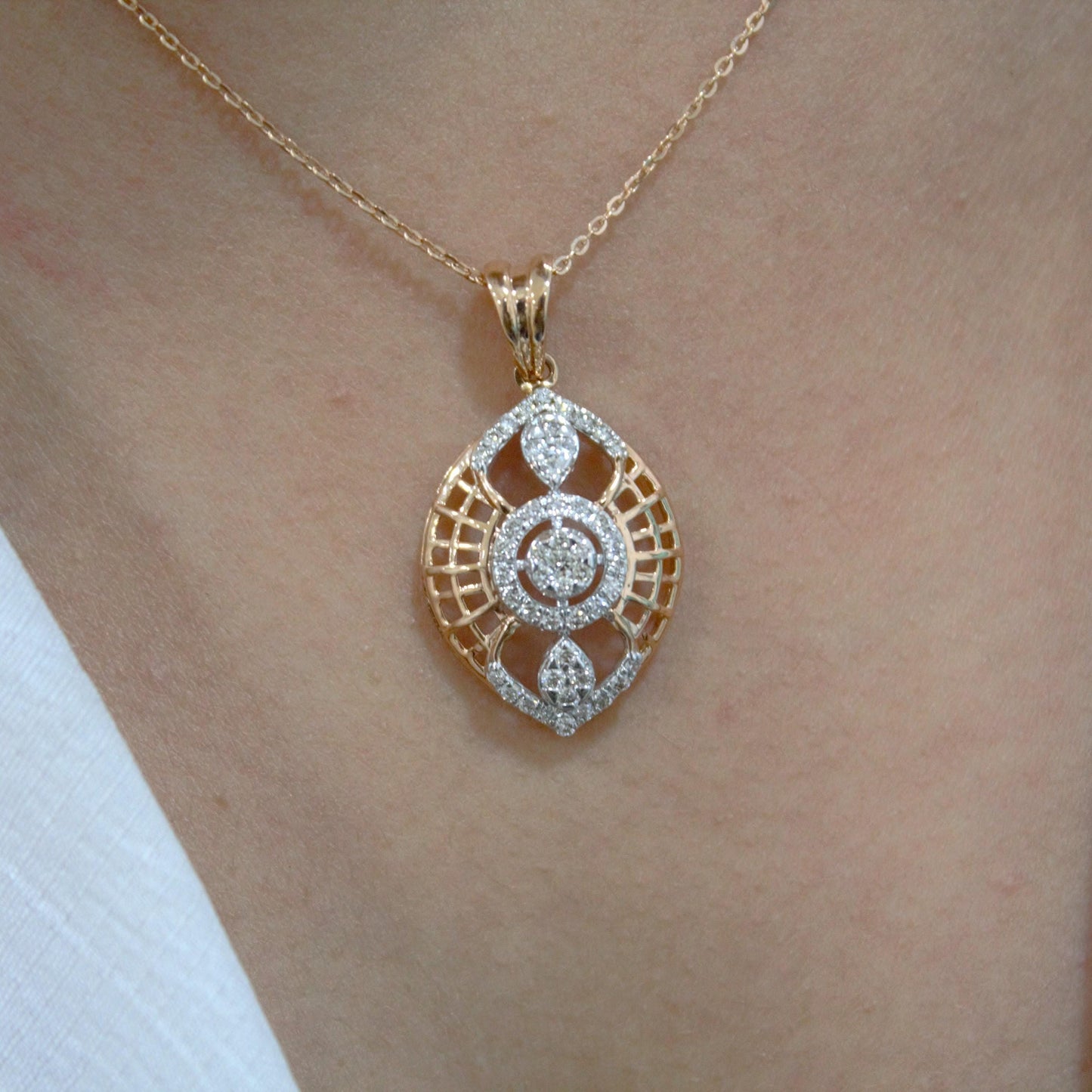 Rose Gold Pendant Earring Set, 18k Solid Gold Diamond Jewelry, Real Diamond Necklace with Stud Earrings, IGI Certified Diamond Jewelry Gift