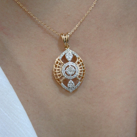 Rose Gold Pendant Earring Set, 18k Solid Gold Diamond Jewelry, Real Diamond Necklace with Stud Earrings, IGI Certified Diamond Jewelry Gift