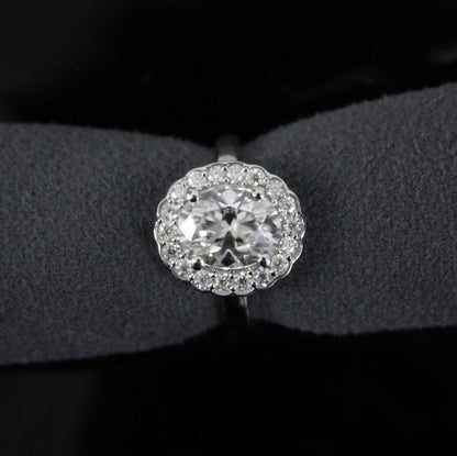 Oval Cut Moissanite Ring in 925 Sterling Silver, Solitaire Wedding Ring for Bride, Vintage Style Silver Jewelry, Travel Jewelry for Women