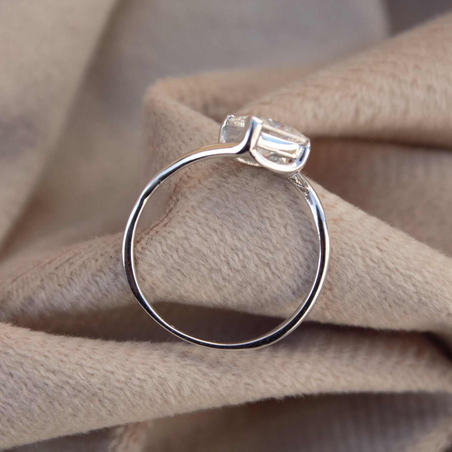 Princess Cut Moissanite White Stone Ring, 925Sterling Silver Ring, Handmade Jewelry, Square Shape Moissanite Ring, Colorless Moissanite Ring