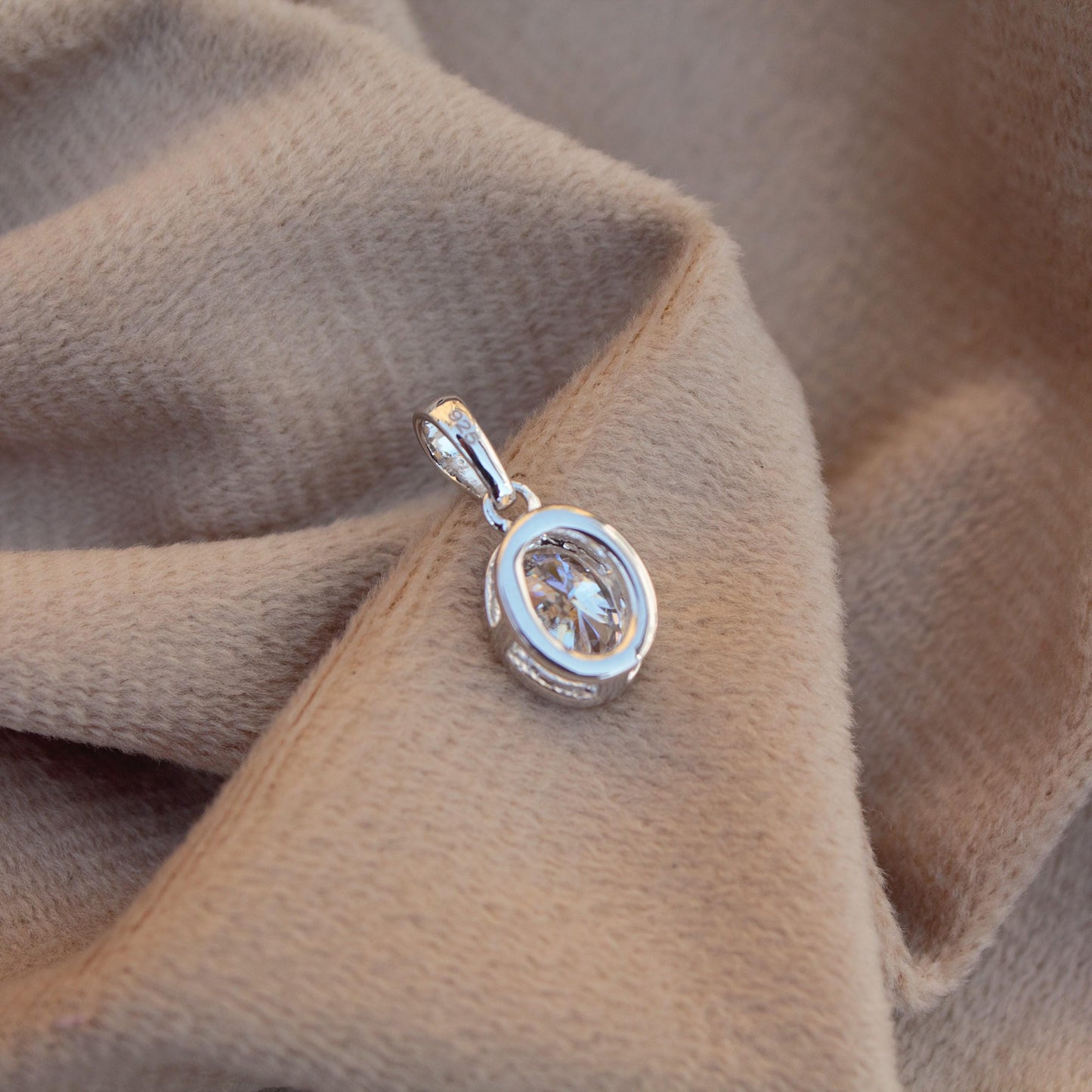 Tiny Moissanite Classic Single Stone Pendant, 925 Silver Oval Cut Pendant, Minimalist Travel Jewelry, Solitaire Moissanite Jewelry for Girls