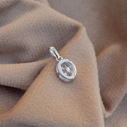 Tiny Moissanite Classic Single Stone Pendant, 925 Silver Oval Cut Pendant, Minimalist Travel Jewelry, Solitaire Moissanite Jewelry for Girls