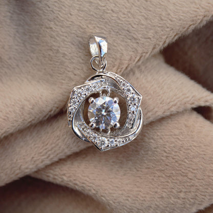 Solitaire Round Cut Halo Pendant, 925 Sterling Silver Moissanite Charm Pendant for Women, Minimalist Silver Pendant, Perfect Graduation Gift