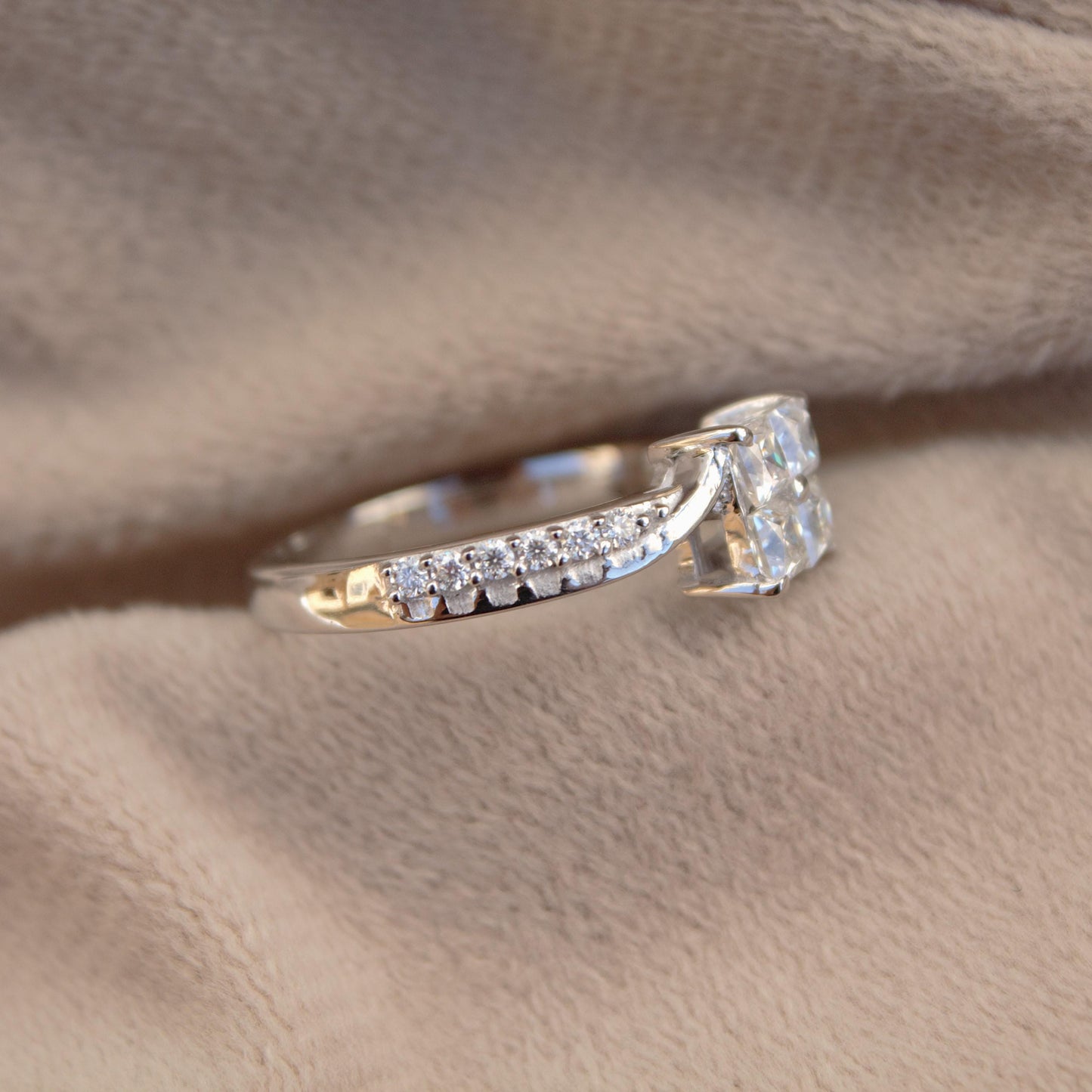 Princess Cut Moissanite Engagement Ring, 925 Sterling Silver Dainty Ring, Customize Ring for Women, Minimalist Prong Setting Ring for Her