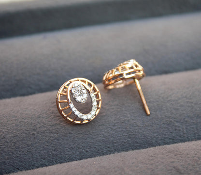 18K Rose Gold Natural Diamond Necklace and Earrings Set, Designer Vintage Gold Jewelry, VSSI Diamond Jewelry Set, Wedding Gift for Bride