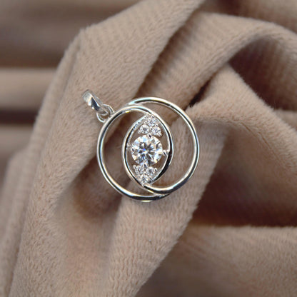 Elegant Sterling Silver Moissanite Pendant, Round Cut Moissanite Stone Pendant for Women, 925 Solid Silver Pendant, Wedding/Anniversary Gift