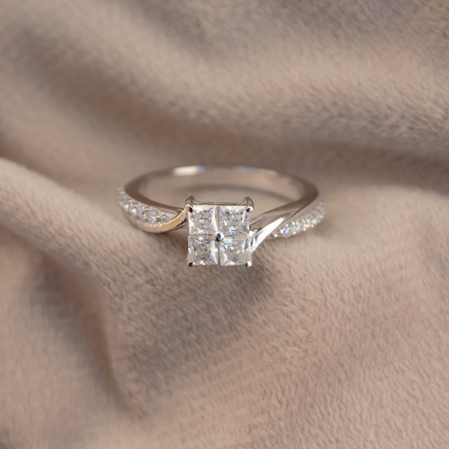 Princess Cut Moissanite Engagement Ring, 925 Sterling Silver Dainty Ring, Customize Ring for Women, Minimalist Prong Setting Ring for Her