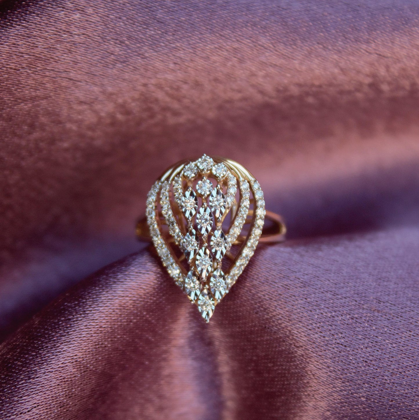 18k Solid Gold Jewelry, 4 US Gold Engagement Ring, Victorian Style Natural Diamond Ring, Natural Diamond Real Gold Ring, Real Gold Ring