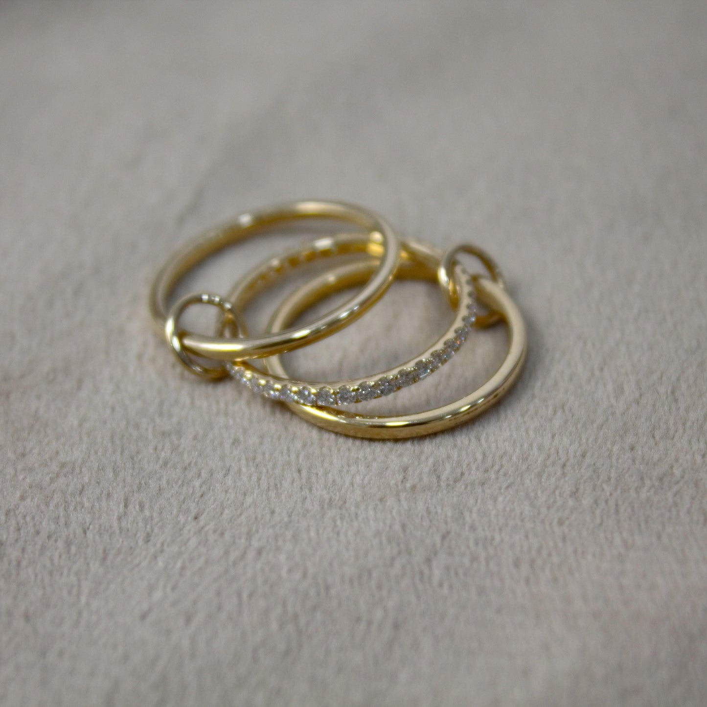 Thin Gold Band Ring with Moissanite Accents, Solid Yellow Gold Dainty Ring, Moissanite Accent Thin Gold Band, Gift for Special Someone