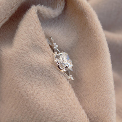 Moissanite Kite Shape Pendant in 925 Sterling Silver, Oval and Round Cut Stone Pendant, Stunning White Moissanite Jewelry, Perfect for Her