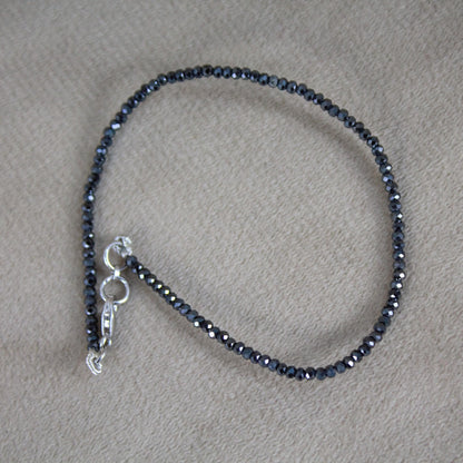 Beautiful Black Moissanite Necklace & Bracelet, 18k Solid Gold Necklace for Her, 16 inch Black Moissanite Necklace, Same Day Shipping