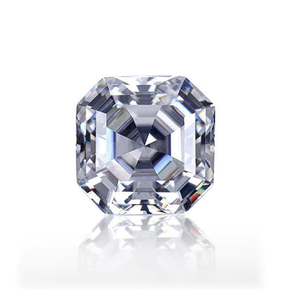 White D color VVS1 Asscher Cut Moissanite, GRA Certified 8.5 MM Moissanite Loose Stone, Excellent Cut Moissanite Jewelry Making Supplies