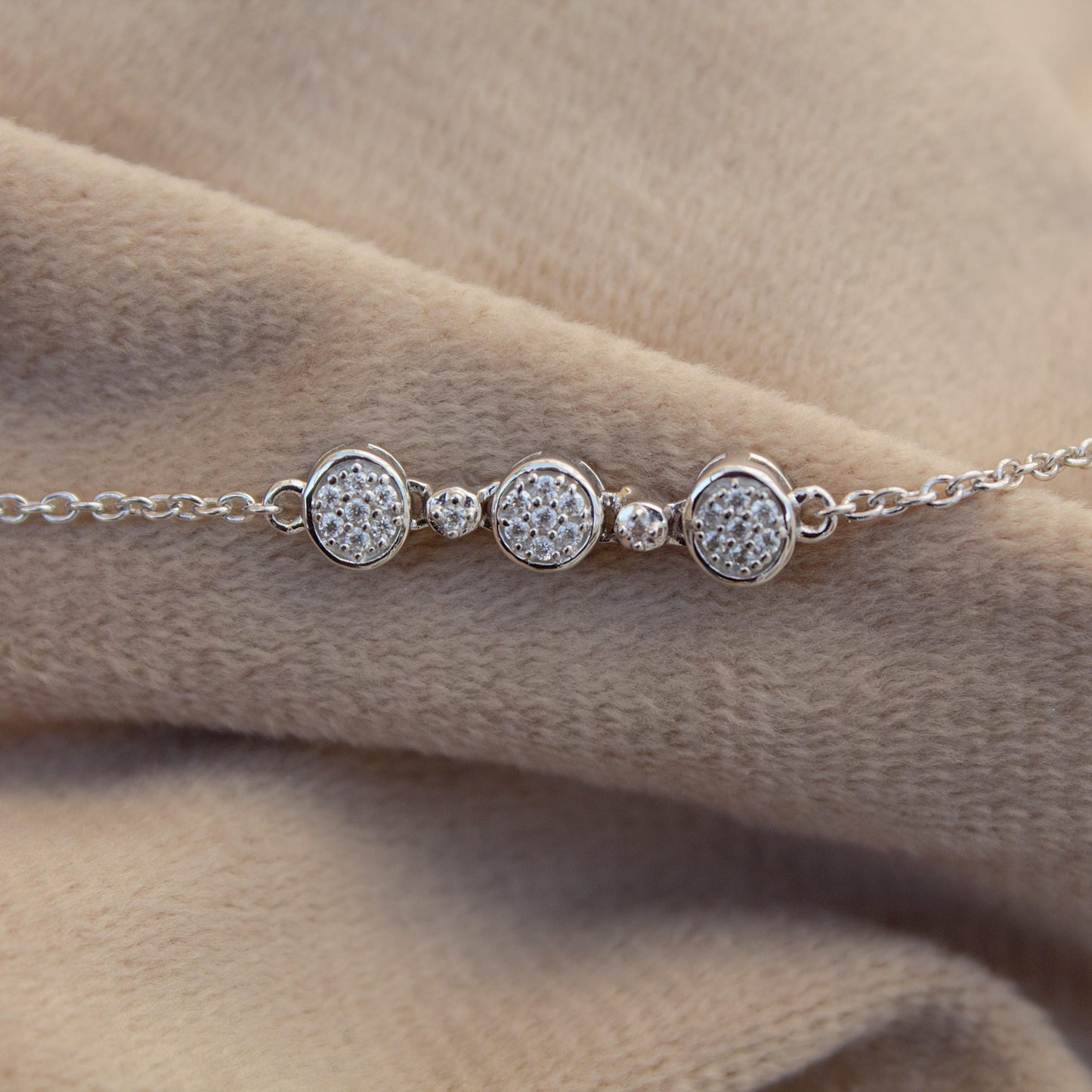 Moissanite Link Chain Bracelet in 925 Sterling Silver, Adjustable Bracelet For Girls, Silver Dainty Bracelet, Graduation Gift for Daughter