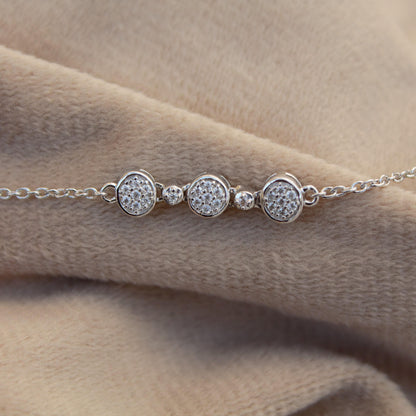 Moissanite Link Chain Bracelet in 925 Sterling Silver, Adjustable Bracelet For Girls, Silver Dainty Bracelet, Graduation Gift for Daughter