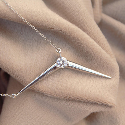 Moissanite Single Stone Necklace, Delicate Moissanite Necklace With 925 Stamped, Lightweight Silver Necklace Birthday Gift for Daughter