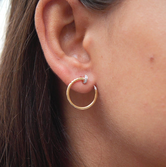 18k Gold Diamond Hoop Earrings, H-I Color VS - SI Clarity Diamond Jewelry, Huggie Earrings, Push Back Hoop Earring for Women, Birthday Gift