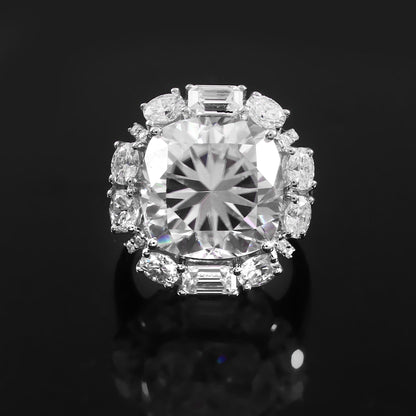 Victorian Style Ring, Statement Gold Ring, Big Moissanite Ring, Cushion Cut Ring, Precious Jewelry for Women, Engagement Ring For Bride