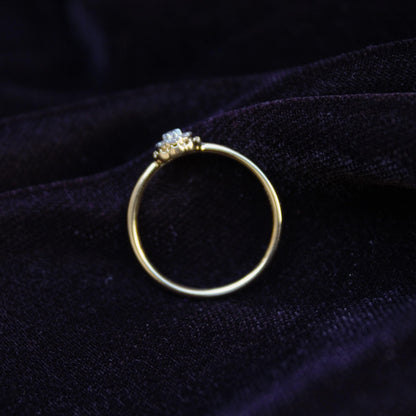 Round Melee Natural Diamond Ring For Birthday Gift, 18K Solid Gold Jewelry, Affordable Gold Ring, Real Gold Lightweight Jewelry For Gift