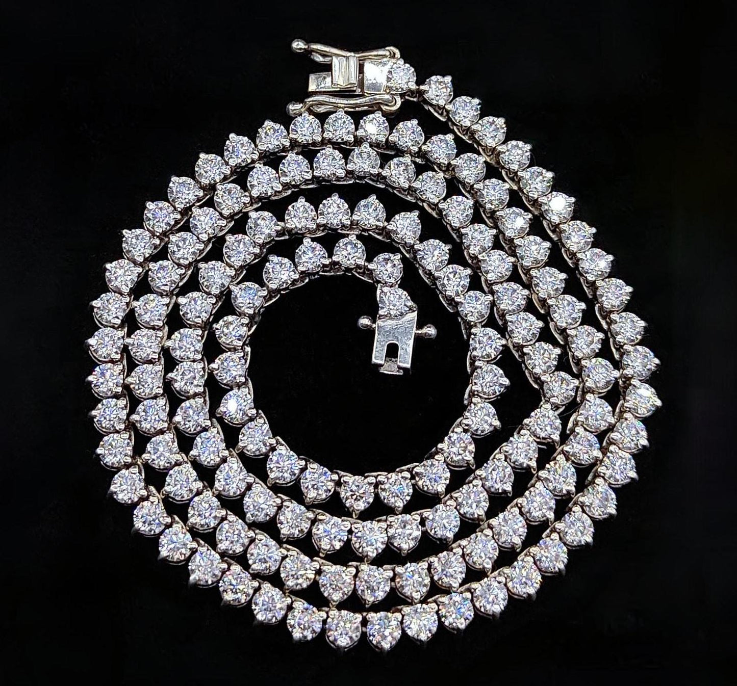 Moissanite Three Prong Tennis Necklace, 925 Sterling Silver Necklace, 3mm Moissanite Silver Chain, Infinity Necklace For Her