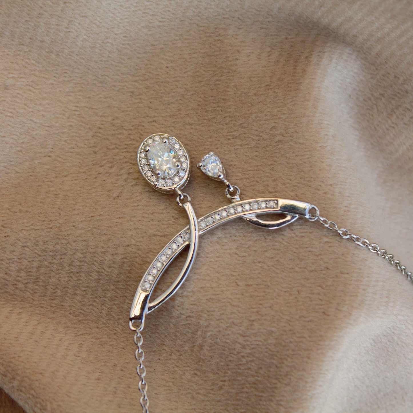 Statement Moissanite Silver Necklace, 925 Sterling Silver Chain Necklace, Lightweight Travel Jewelry, Dainty Silver Necklace Gift for Women