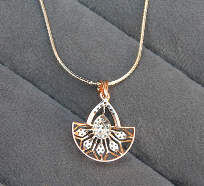 Real Diamond Necklace Earrings Set, 18K Gold Bridal Jewelry Set, Lightweight Gold Jewelry, Diamond Pendant with Chain, Gold Stud Earrings