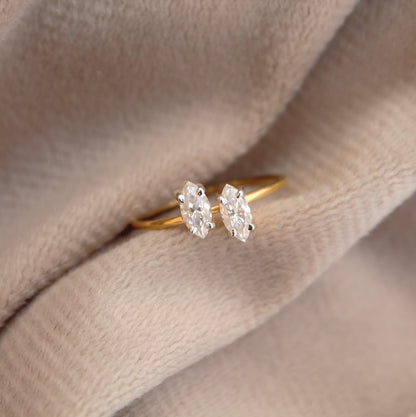 6X3 MM Marquise Cut Ring, Lightweight Travel Gold Ring, 1 Gram Moissanite Gold Ring, 18K Solid Gold Jewelry, Graduation Gift For Daughter