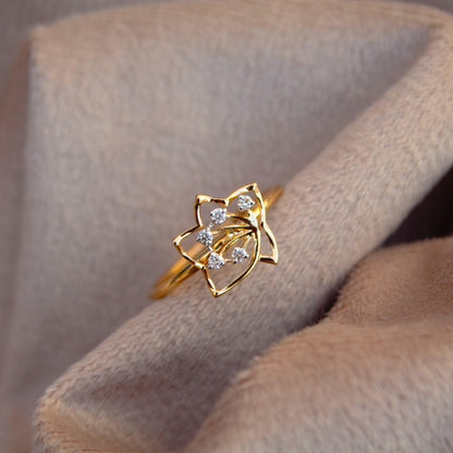 7 US Gold Ring, IGI Certified Diamond Jewelry, 0.08 Carat Natural Diamonds With IGI Certified Diamond Jewelry, Delicate Gold Ring For Gift