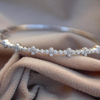 Dainty Silver Cuff Bracelet For Girlfriend, Unique Beautiful Silver Cuff Bangle Bracelet For Gift, 925 Sterling Silver Moissanite Bracelet