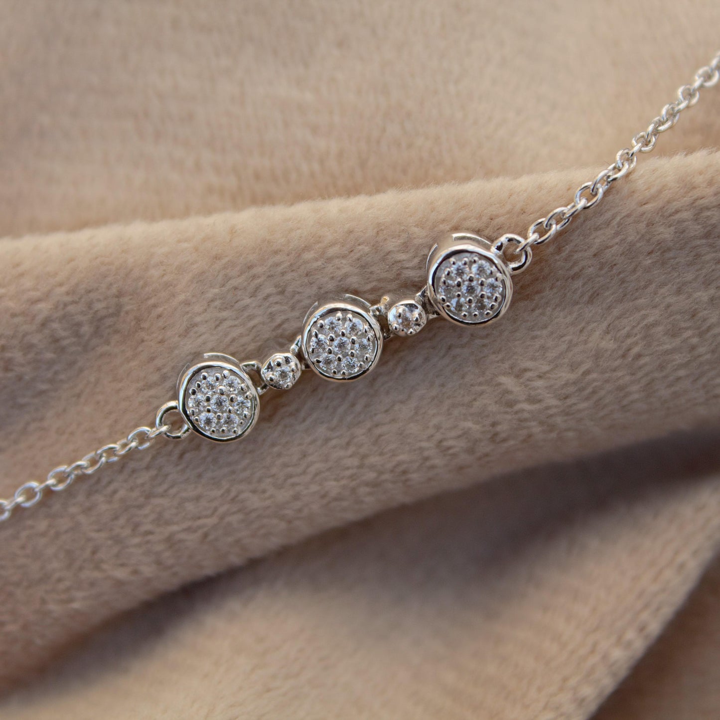 Moissanite Link Chain Bracelet in 925 Sterling Silver, Adjustable Bracelet For Girls, Silver Dainty Bracelet, Graduation Gift for Daughter