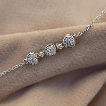 Moissanite Link Chain Bracelet in 925 Sterling Silver, Adjustable Bracelet For Girls, Silver Dainty Bracelet, Graduation Gift for Daughter