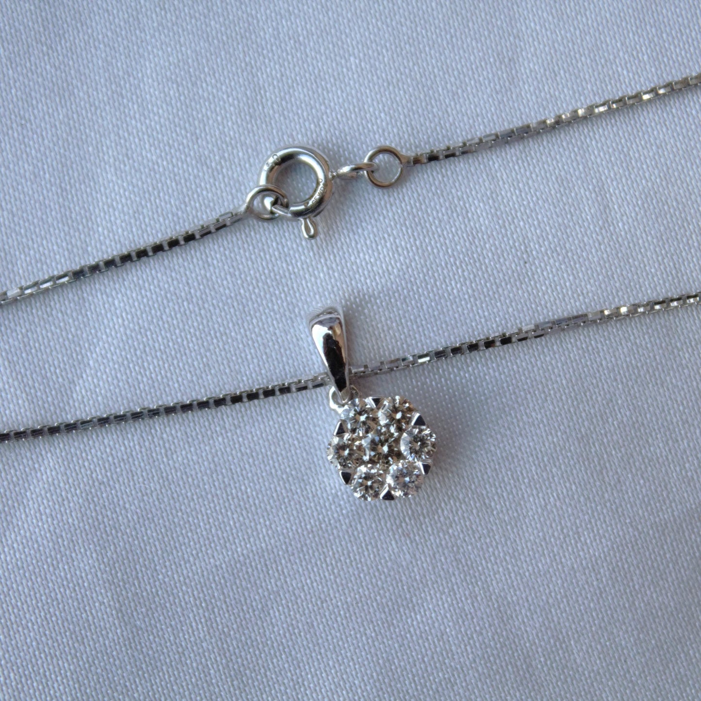 Solid 18K White Gold Diamond Jewelry, Solitaire Tiny Pendant Earring Set, Gold Chain Necklace Set, Perfect Graduation Gift for Daughter