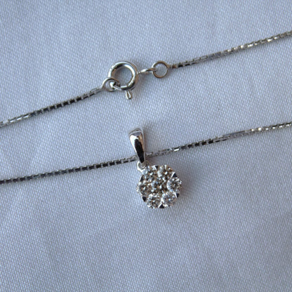 Solid 18K White Gold Diamond Jewelry, Solitaire Tiny Pendant Earring Set, Gold Chain Necklace Set, Perfect Graduation Gift for Daughter