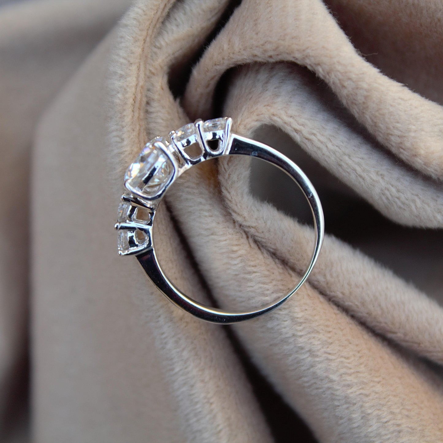 Round Cut Moissanite Ring in 925 Sterling Silver, Solitaire Silver Ring, Stackable Propose Ring, Engagement Gift for Bride, Statement Ring