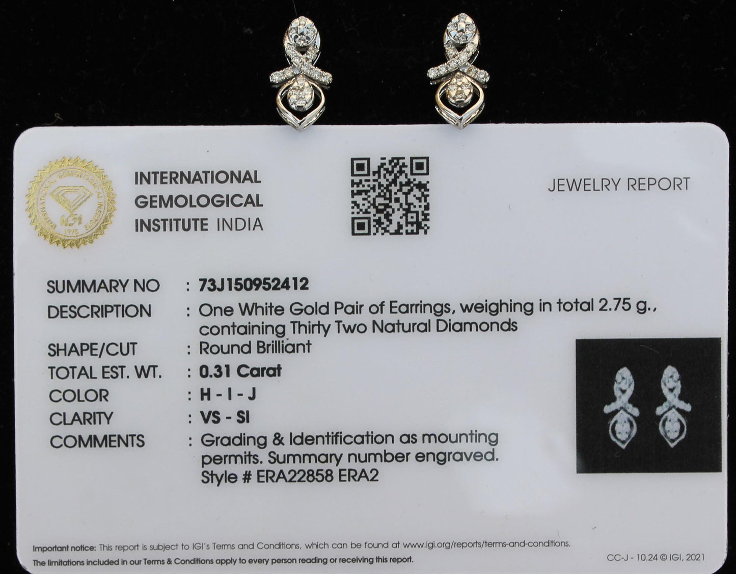 18K Real Gold Diamond Jewelry Set, IGI Certified Pendant Necklace & Earrings, Necklace with Earrings  Set, IGI Certified Gift for Women