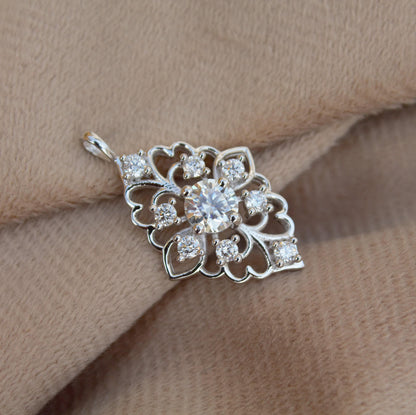 Moissanite 925 Sterling Silver Designer Pendant, Moissanite Jewelry For Her, Minimalist Charm Pendant, Tiny Pendant, Wedding Gift for Bride