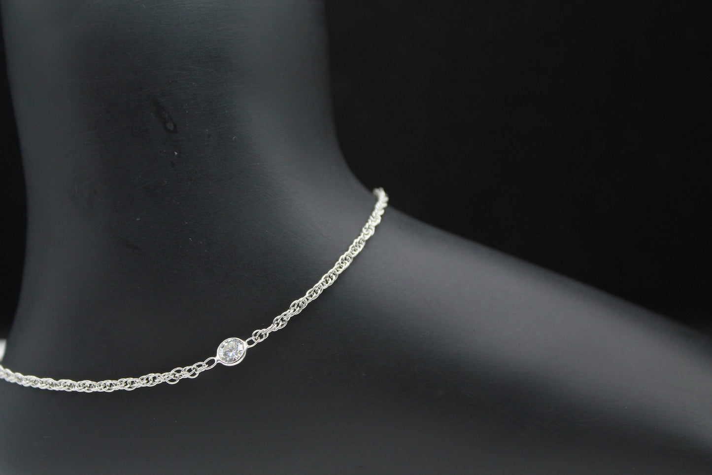 Moissanite Anklet For Women, 925Sterling Silver Anklet, Faceted Moissanite Jewelry, Handmade Single Stone Anklet, Perfect For Christmas Gift