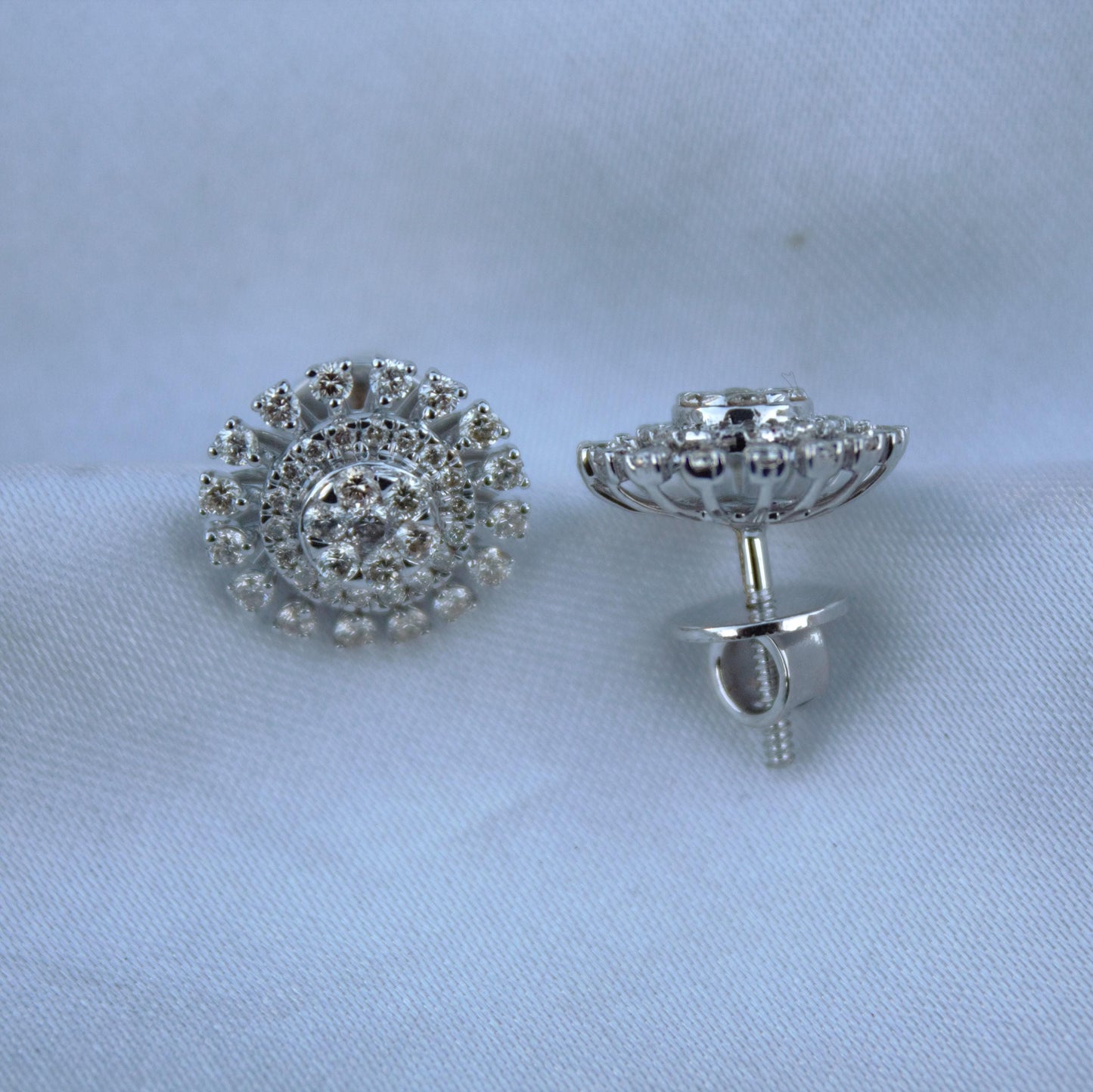 18K White Gold Real Diamond Jewelry, Chain Pendant with Stud Earring Set, IGI Certified Jewelry, Bridal Jewelry Set, Diamond Pendant Earring