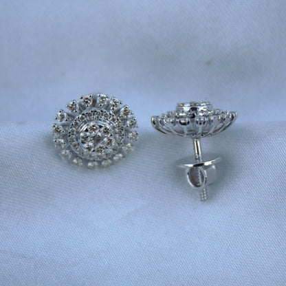 18K White Gold Real Diamond Jewelry, Chain Pendant with Stud Earring Set, IGI Certified Jewelry, Bridal Jewelry Set, Diamond Pendant Earring