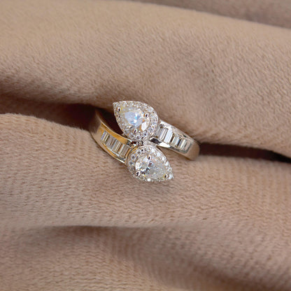 Pear Cut Moissanite Engagement Ring for Bride, 925 Sterling Silver Wedding Ring, Classic Anniversary Ring, Vintage Style Silver Ring US 6.5