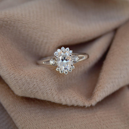 Cluster Moissanite Ring in 925 Sterling Silver, Statement Ring for Women, Solitaire Moissanite Silver Ring, Perfect Gift For Girlfriend