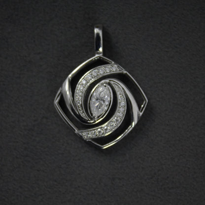 925 Sterling Silver Designer Pendant, Moissanite Pendant for Chain, Elegant Fine Jewelry for Women, Marquise Cut Stone Pendant Gift for Mom