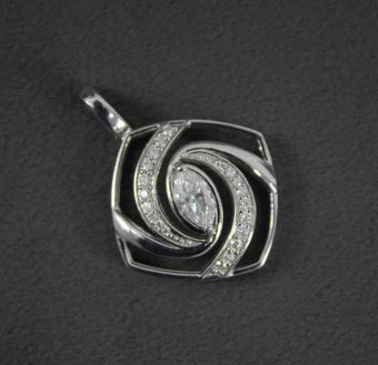 925 Sterling Silver Designer Pendant, Moissanite Pendant for Chain, Elegant Fine Jewelry for Women, Marquise Cut Stone Pendant Gift for Mom